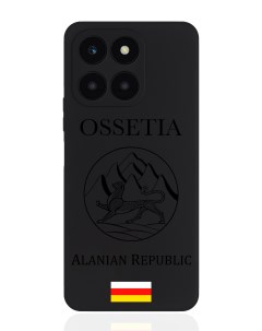 Чехол для смартфона Honor X6A черный силиконовый Черный лаковый Герб Северной Осетии Musthavecase