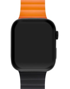Ремешок для Apple Watch Series 9 45 mm силиконовый Чёрно оранжевый Mutural