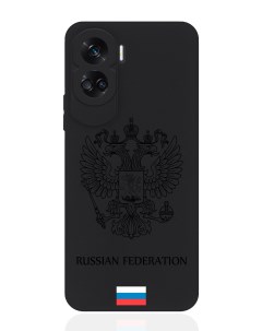 Чехол для смартфона Honor 90 Lite черный силиконовый Черный лаковый Герб Россия Musthavecase