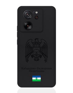 Чехол для Xiaomi 13T Черный лаковый Герб Кабардино Балкарской Республики Signumcase