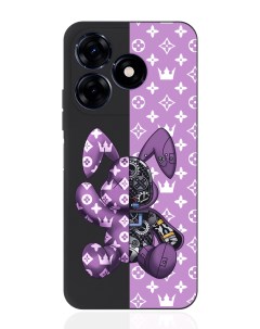 Чехол для смартфона Tecno Spark 20C черный силиконовый Розовый заяц Musthavecase