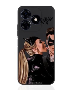 Чехол для смартфона Tecno Spark 20C черный силиконовый Кошечка с парнем Musthavecase