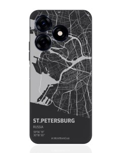 Чехол для смартфона Tecno Spark 20C черный силиконовый Карта Санкт Петербурга Musthavecase