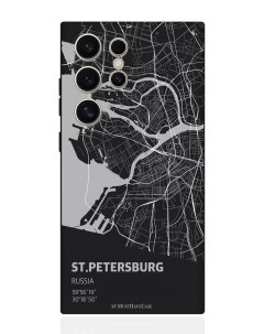 Чехол для смартфона Samsung S24 Ultra черный силиконовый Карта Санкт Петербурга Musthavecase