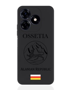 Чехол для смартфона Tecno Spark 20C черный силиконовый Черный лаковый Герб Северной Осетии Musthavecase