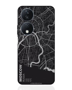 Чехол для смартфона Honor X7b черный силиконовый Карта Москвы Musthavecase
