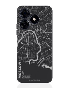 Чехол для смартфона Tecno Spark 20C черный силиконовый Карта Москвы Musthavecase