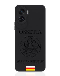Чехол для смартфона Honor 90 Lite черный силиконовый Черный лаковый Герб Северной Осетии Musthavecase