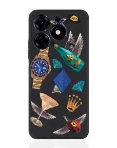 Чехол для смартфона Tecno Spark Go 2024 черный силиконовый Luxury lifestyle Musthavecase