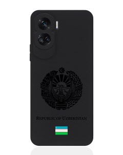 Чехол для Honor 90 Lite Черный лаковый Герб Узбекистана Signumcase