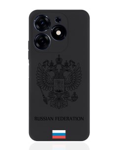 Чехол для смартфона Tecno Spark Go 2024 черный силиконовый Черный лаковый Герб Россия Musthavecase