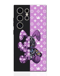 Чехол для смартфона Samsung S24 Ultra черный силиконовый Розовый заяц Musthavecase