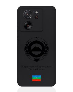 Чехол для Xiaomi 13T Черный лаковый Герб Карачаево Черкесской Республики Signumcase