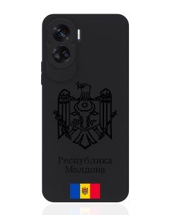 Чехол для Honor 90 Lite Черный лаковый Герб Республики Молдова Герб Молдавии Signumcase