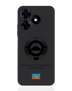 Чехол для Tecno Spark 20C Черный лаковый Герб Карачаево Черкесской Республики Signumcase
