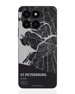 Чехол для смартфона Honor X6A черный силиконовый Карта Санкт Петербурга Musthavecase