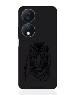 Чехол для смартфона Honor X7b черный силиконовый Тигр с Короной Musthavecase