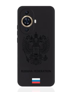 Чехол для смартфона Huawei Nova 11 черный силиконовый Черный лаковый Герб Россия Musthavecase