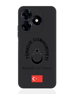 Чехол для Tecno Spark 20C Черный лаковый Герб Турции Signumcase