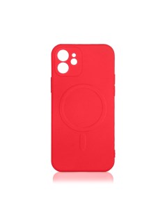 Чехол для iPhone 12 MagSafe красн силикон с микрофибр Df