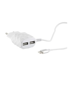 Сетевое зарядное устройство 2 USB 8 pin для Apple 2 1A White УТ000013629 Red line