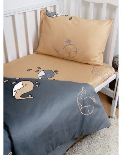 Комплект детского постельного белья Киты 160x80 381 оранжевый Сонный гномик