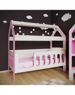 Кровать детская с бортиком кровать домик вход слева розовый 160х80 см Базисвуд
