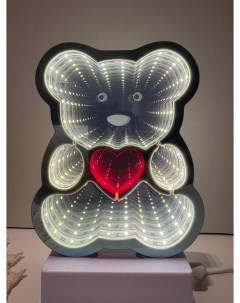 Зеркальный светодиодный 3D ночник Белый медведь туннельный 21 см Nobrand
