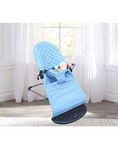 Шезлонг для новорожденных и дуга с игрушками голубой Joyoy