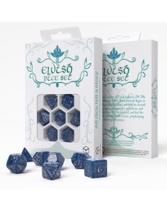 Набор кубиков Elvish Dice Set Cobalt Silver для настольных ролевых игр Q-workshop