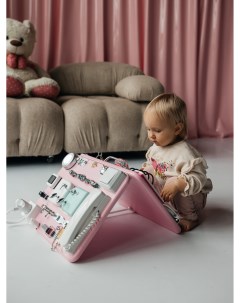 Бизиборд двойной развивающий для детей от розовый 40 30 см Made by dad