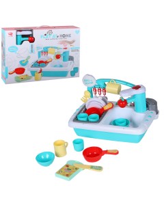 Детская кухня Qun Feng Toys раковина с водой посуда столовые приборы голубой JB0209149 Amore bello