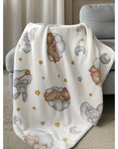 Плед для новорожденных 75х100 см в кроватку коляску Мишка на облачке Baby nice
