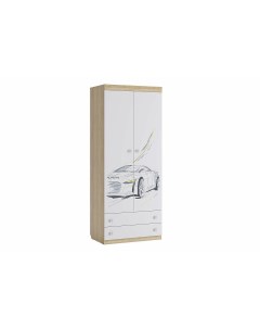 Шкаф комбинированный Форсаж с ящиками 2 створчатый Дуб сонома белый Мебельсон