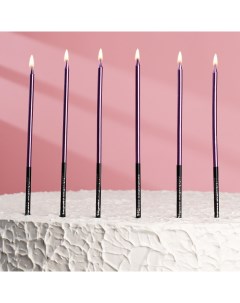 Свечи в торт Праздник 6 шт 14 5 см фиолетовый с чёрным Nobrand