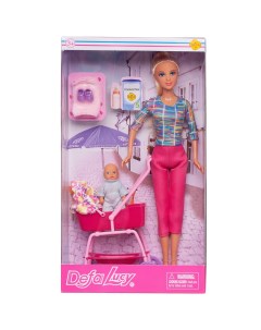 Игровой набор Кукла Defa Lucy Мама на прогулке с малышом мальчиком в коляске 29 см Abtoys (абтойс)