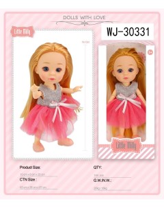 Кукла Junfa 16см Малышка милашка в серо розовом платье с бантом Junfa toys