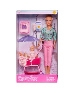 Игровой набор Кукла Defa Lucy Мама на прогулке с малышкой девочкой в коляске 29 см Abtoys (абтойс)