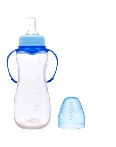 Бутылочка для кормления детская приталенная с ручками 250 мл от 0 мес цвет синий Mum&baby