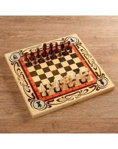 Настольная игра 3 в 1 Статус шахматы шашки нарды доска дерево 50х50 см Nobrand