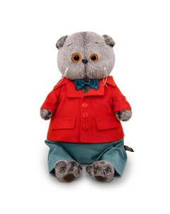Мягкая игрушка Кот Басик в костюме с вельветовым пиджаком 22 см Budi basa