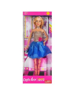 Кукла Lucy Вечернее платье короткое золотистый верх голубая юбка 29 см Defa