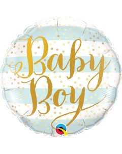 Шар Baby Boy полосы голубые 46 см 1 шт Qualatex