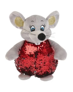 Мягкая игрушка Мульти Пульти Мышка красная блестящая 16 см без чипа Мульти-пульти