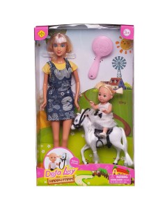 Игровой набор Кукла Defa Lucy Мама на прогулке с дочкой на белой лошадке расческа Abtoys (абтойс)