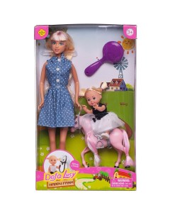 Игровой набор Кукла Defa Lucy Мама на прогулке с дочкой на розовой лошадке расческа Abtoys (абтойс)
