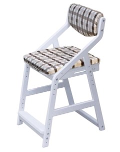 Детский растущий стул с комплектом подушек Робин WOOD Белый Клетка 38 попугаев