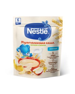 Каша молочная с 6 месяцев Злаковая Яблоко Банан Дой пак 3х200гр Nestle