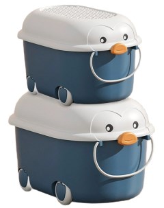 Контейнеры для хранения игрушек Пингвин 21 и 39 литров 2 в 1 синие Starfriend