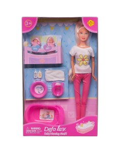 Игровой набор Кукла Defa Lucy Мама в брюках с двумя малышами и игровыми предметами 29 см Abtoys (абтойс)